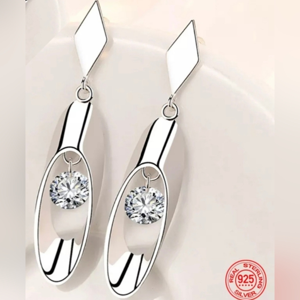 3X$60 18K White Gold Plate Crystal Hollow Earrings (Bundle)